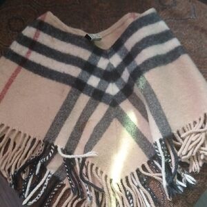 Pink Plaid Fringe Poncho - Women's Accessory